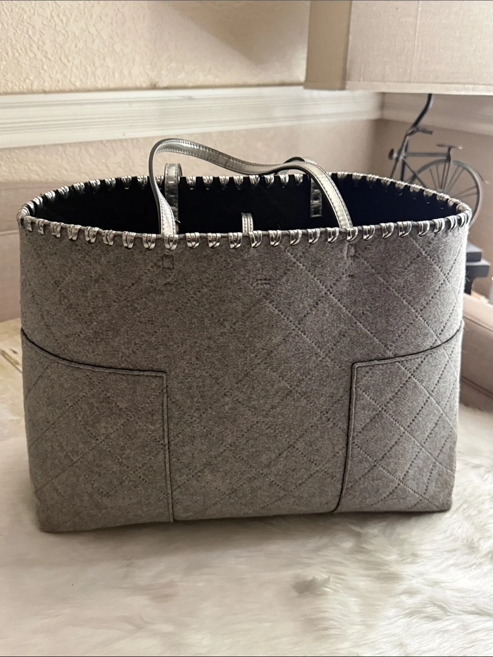 Tory Burch Gray Block T Tote Bag, Lavemi RFID Metallic Wallet & Coach Card Case